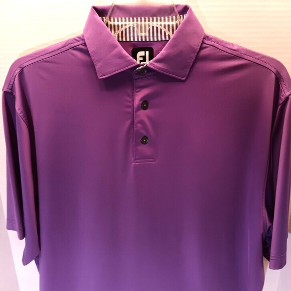 FootJoy Shirt Men L Purple Polo Performance Stretch Short Sleeve Golf Preppy - Picture 4 of 7